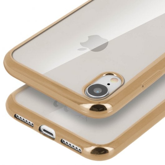 Avizar Funda de Silicona Transparente con Bordes Dorado Metalizado para Apple iPhone XR