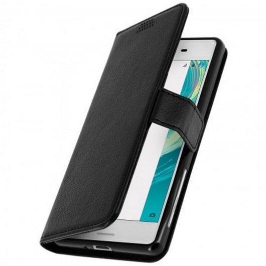 Avizar Capa Livro Preta com Carteira Preta para Sony Xperia X