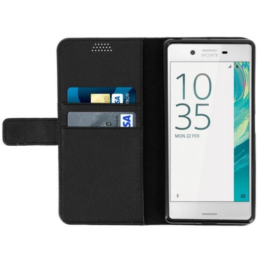 Avizar Capa Livro Preta com Carteira Preta para Sony Xperia X