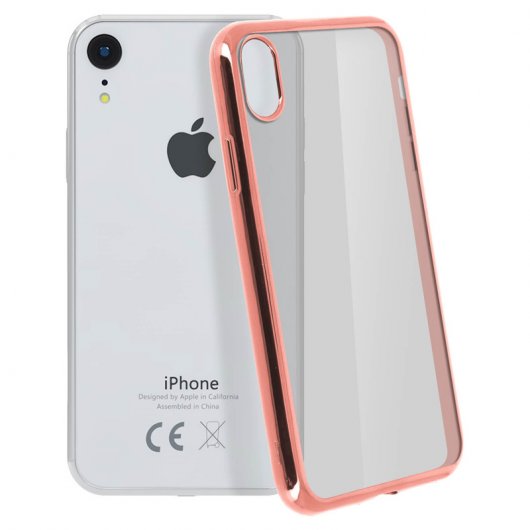 Avizar Funda de Silicona Transparente con Bordes Rosa Metalizado para Apple iPhone XR