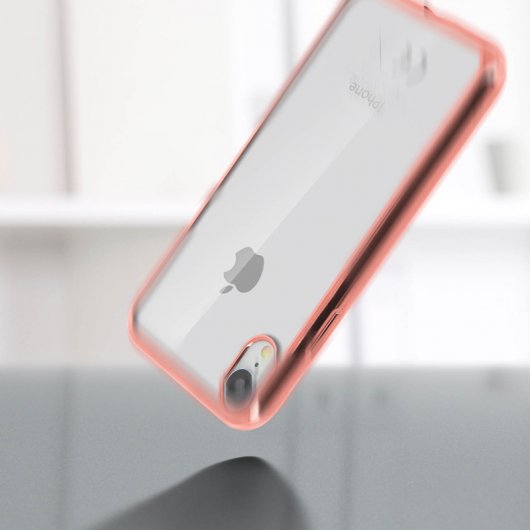 Avizar Funda de Silicona Transparente con Bordes Rosa Metalizado para Apple iPhone XR