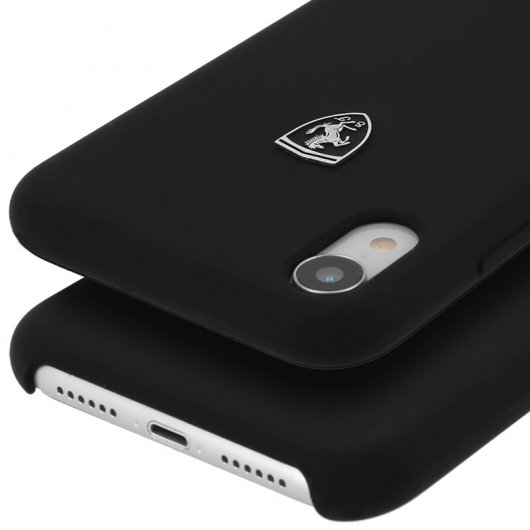 Ferrari Funda de Silicona Negra Mate para iPhone XR