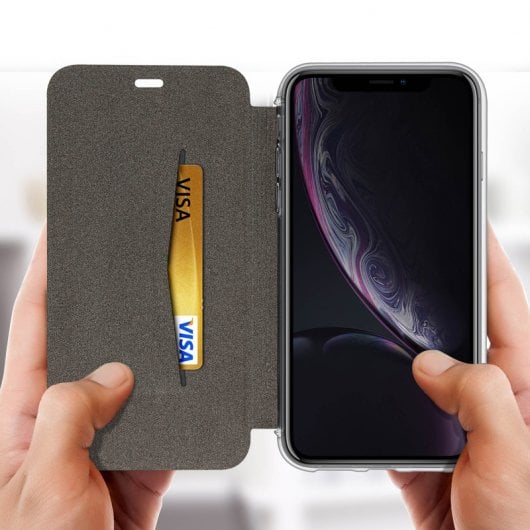 Xqisit Funda Tipo Libro Slim Negra para Apple iPhone XR