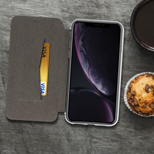 Xqisit Funda Tipo Libro Slim Negra para Apple iPhone XR