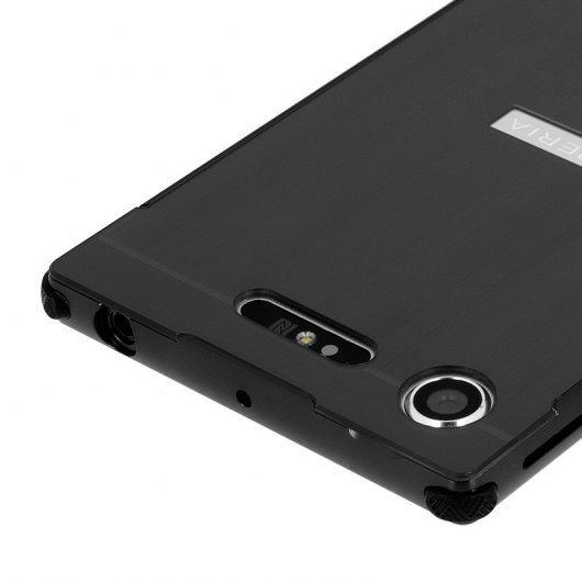 Avizar Funda de Metal Extraíble Bordes Cromados Negra para Sony Xperia XZ1