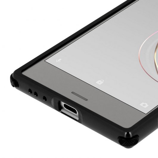 Avizar Funda de Metal Extraíble Bordes Cromados Negra para Sony Xperia XZ1