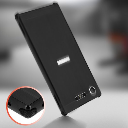 Avizar Funda de Metal Extraíble Bordes Cromados Negra para Sony Xperia XZ1