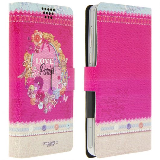 Akashi Funda Libro Paris para Smartphones de 3.5" a 4.5"