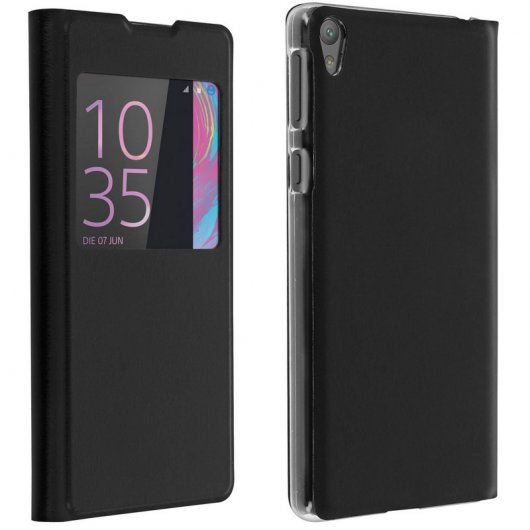 Avizar Funda Rígida con Ventana Negra para Sony Xperia E5