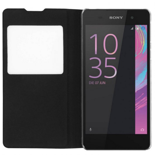 Avizar Funda Rígida con Ventana Negra para Sony Xperia E5