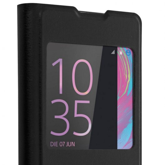 Avizar Funda Rígida con Ventana Negra para Sony Xperia E5