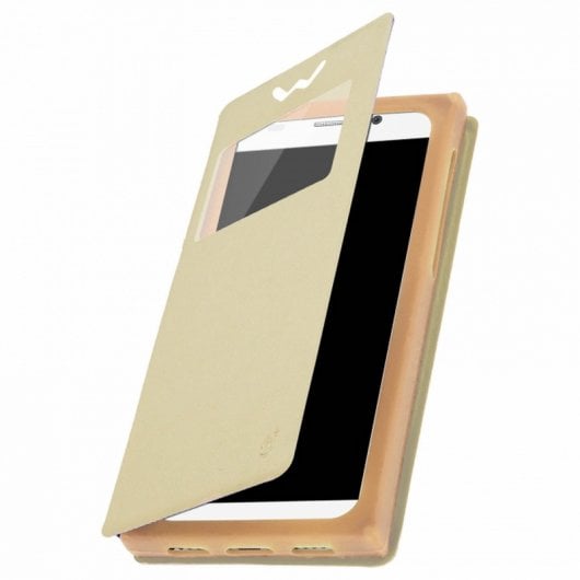 Clappio Funda Libro con Ventana Dorada para Smartphones de 4.7"
