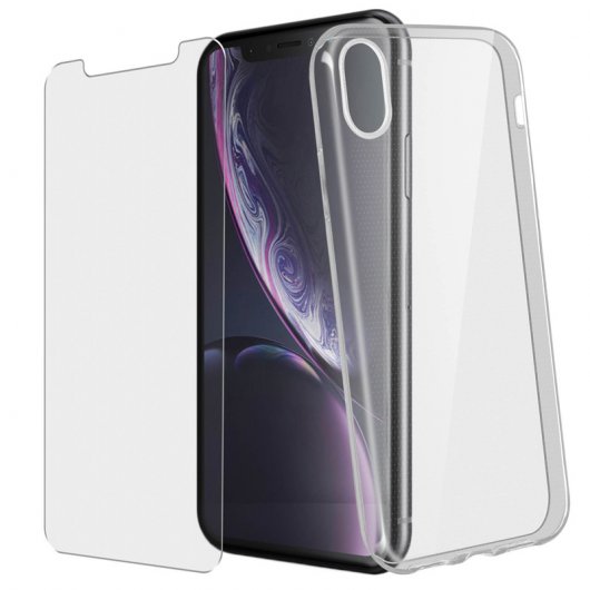 Coque en silicone transparente Avizar + verre trempé pour Apple iPhone XR