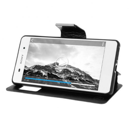Avizar Funda con Ventana Negra para Sony Xperia E5