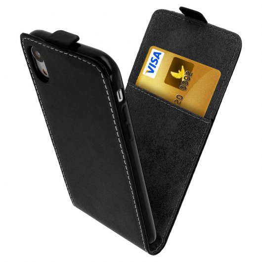 Avizar Funda Billetera Negra con Tapa Vertical para Apple iPhone XR