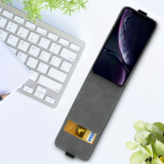 Avizar Funda Billetera Negra con Tapa Vertical para Apple iPhone XR