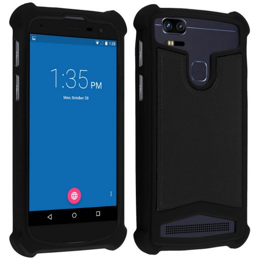Avizar Funda Silicona Efecto Cuero Negra para Smartphones 4.3" a 5"