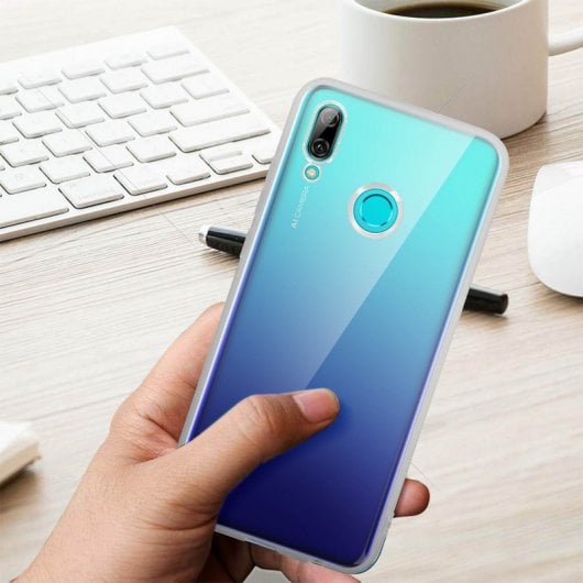 Coque Silicone Transparente Avizar + Verre Trempé Bords Noirs pour Huawei P Smart 2019