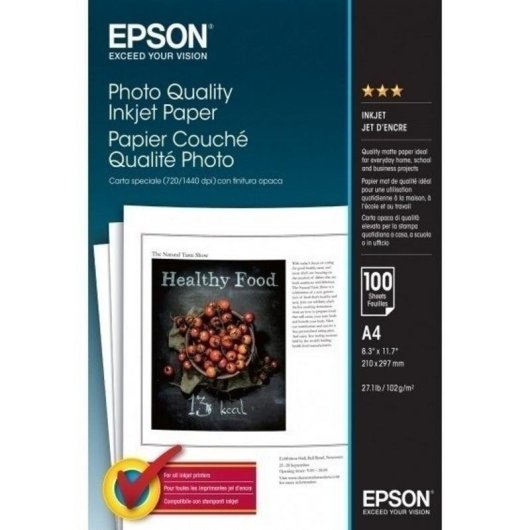 Papel Fotográfico Epson A4 100 Folhas 102 g/m2 Mate