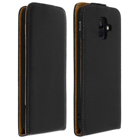 Avizar Funda Vertical de Cuero Negra para Samsung Galaxy A6 Plus