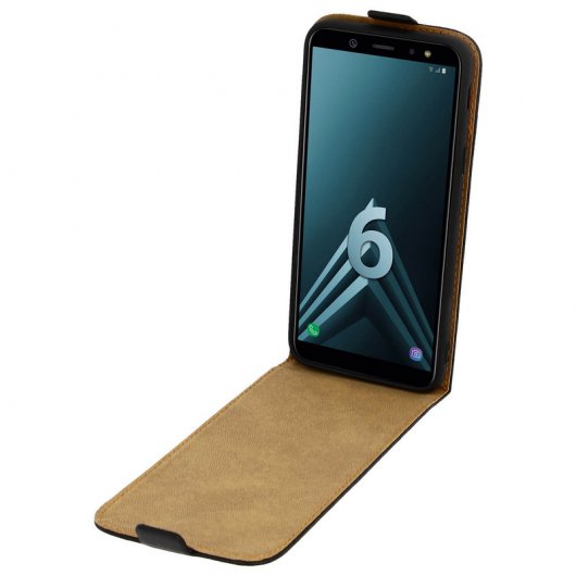 Avizar Funda Vertical de Cuero Negra para Samsung Galaxy A6 Plus