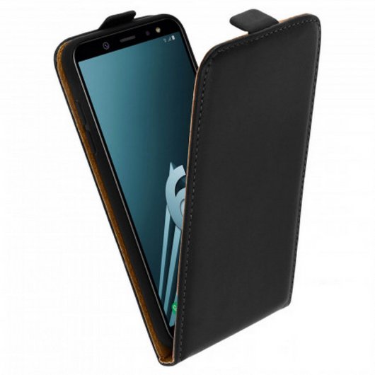 Avizar Funda Vertical de Cuero Negra para Samsung Galaxy A6 Plus