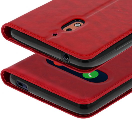 Avizar Funda Libro con Doble Ventana Roja para Nokia 2.1
