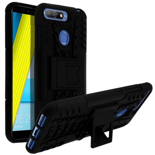 Avizar Funda Antigolpes con Soporte Negra para Huawei Y6 2018/Honor 7A