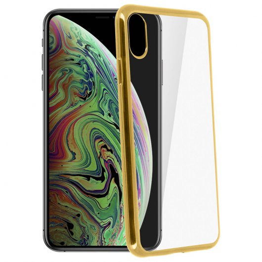 Avizar Funda de Silicona Transparente con Bordes Dorado Metalizado para Apple iPhone XS Max