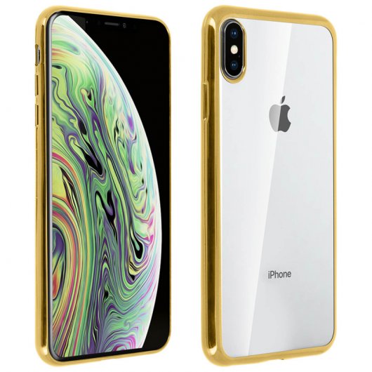 Avizar Funda de Silicona Transparente con Bordes Dorado Metalizado para Apple iPhone XS Max