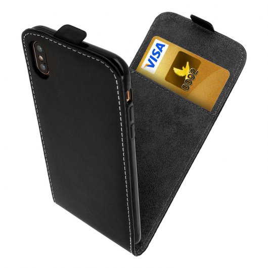 Avizar Funda Billetera Negra con Tapa Vertical para Apple iPhone XS Max