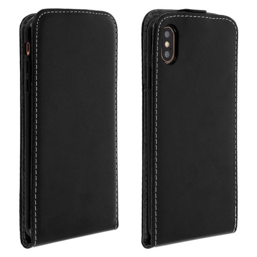 Avizar Funda Billetera Negra con Tapa Vertical para Apple iPhone XS Max