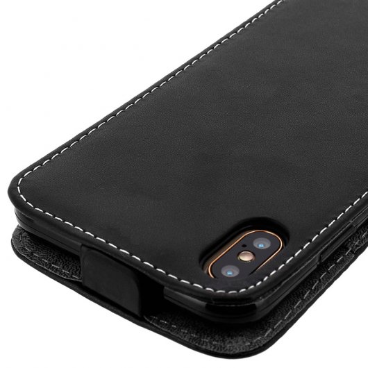 Avizar Funda Billetera Negra con Tapa Vertical para Apple iPhone XS Max