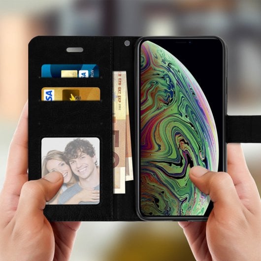 Avizar Funda Tipo Libro Cartera Negra para Apple iPhone XS Max