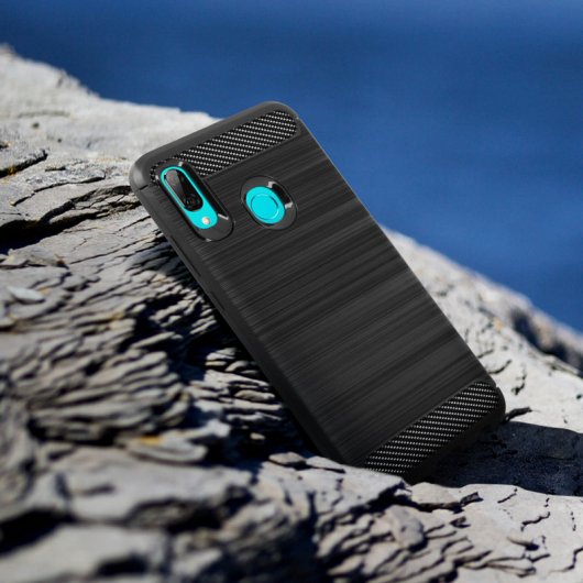 Avizar Funda de Silicona/Aluminio Negra para Huawei P Smart 2019/Honor 10 Lite