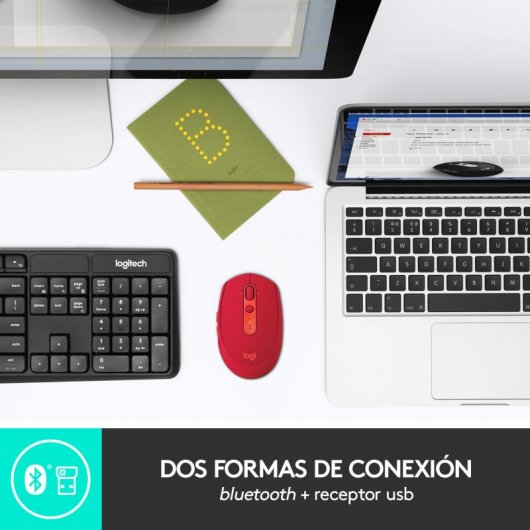 Logitech M590 Silent Ratón Inalámbrico Multidispositivo 1000DPI Rojo