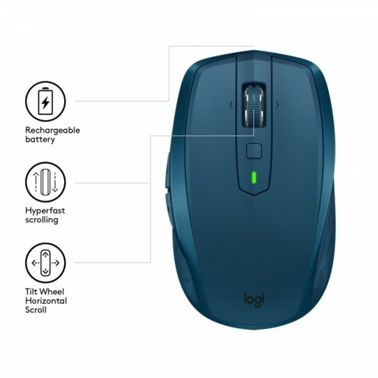 Logitech MX Anywhere 2S Ratón Inalámbrico 4000DPI Verde Azulado