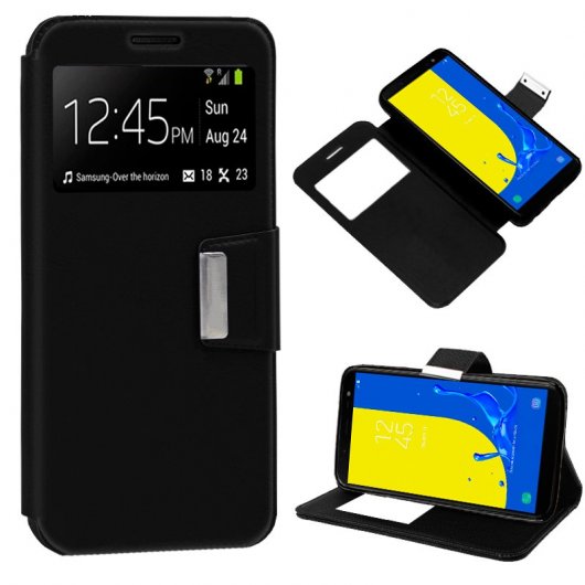 Cool Funda Flip Cover Liso Negra para Samsung Galaxy J6