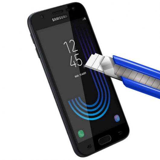 Avizar Protector Cristal Templado Borde Negro para Samsung Galaxy J3 2017