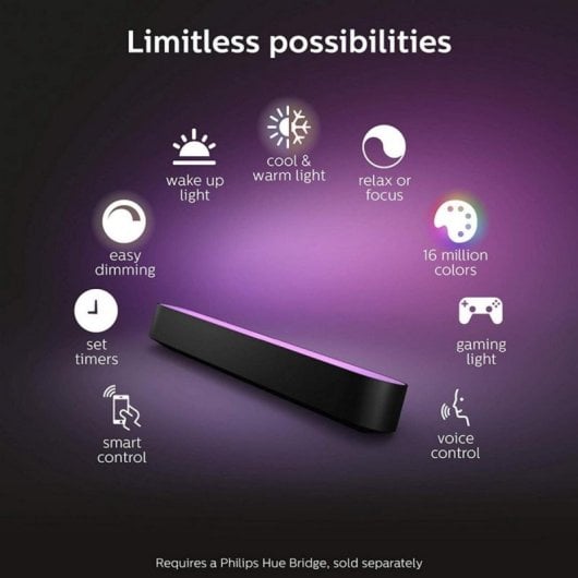 Barre lumineuse Philips Hue Play LED 530 lm RGB Extension ZigBee Noir Compatible Android iOS
