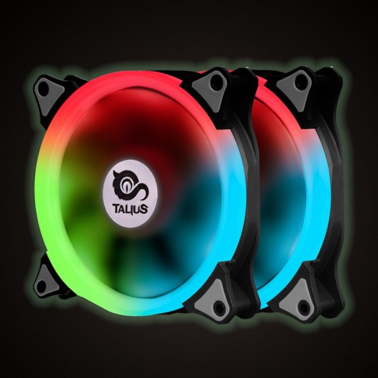 Talius Siroko Kit 2 Ventiladores 120mm Doble Aro RGB + Tira LED + Control Remoto