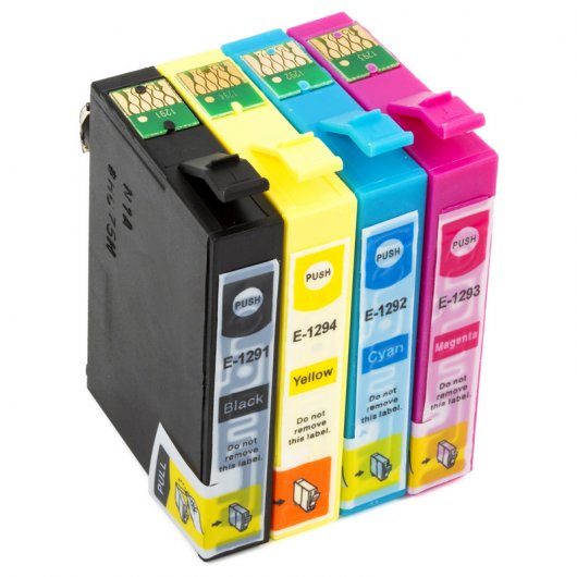 ZipZap Cartuchos Tinta Compatible Epson T1291/T1292/T1293/T1294 Negro/Tricolor Pack 20