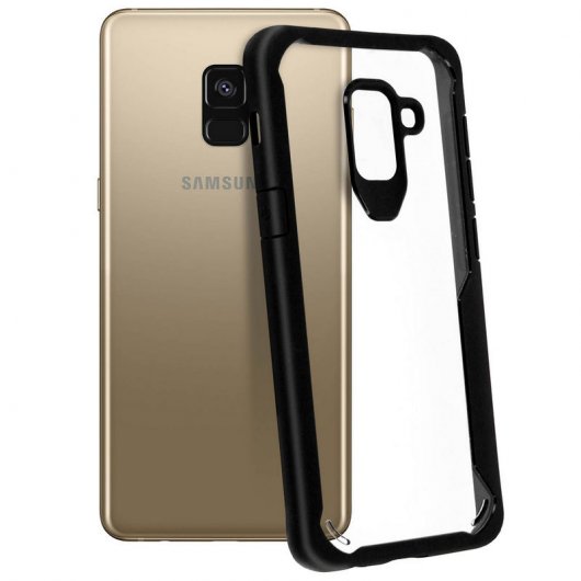 Avizar Funda de Aluminio/Silicona Negra para Samsung Galaxy A8
