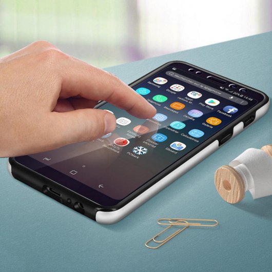 Avizar Funda Doble Silicona Plateada para Samsung Galaxy A8