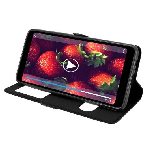 Avizar Funda Libro con Ventana Doble Negra para Samsung Galaxy A8