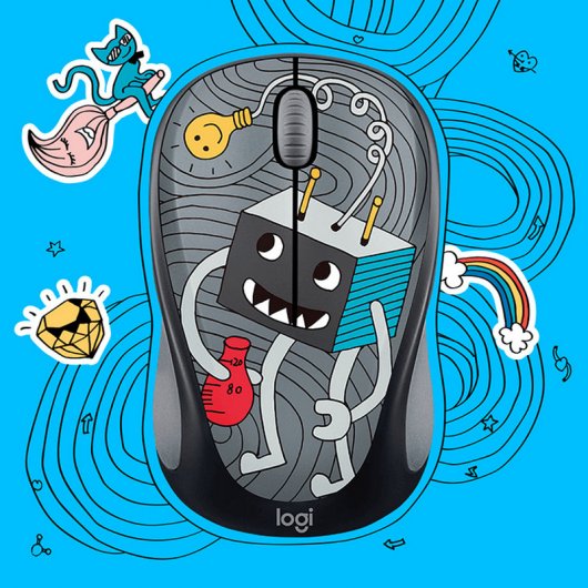Logitech Doodle Collection M238 Ratón Inalámbrico Ambidiestro 1000DPI Gris