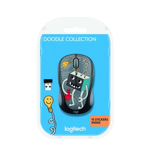 Logitech Doodle Collection M238 Ratón Inalámbrico Ambidiestro 1000DPI Gris