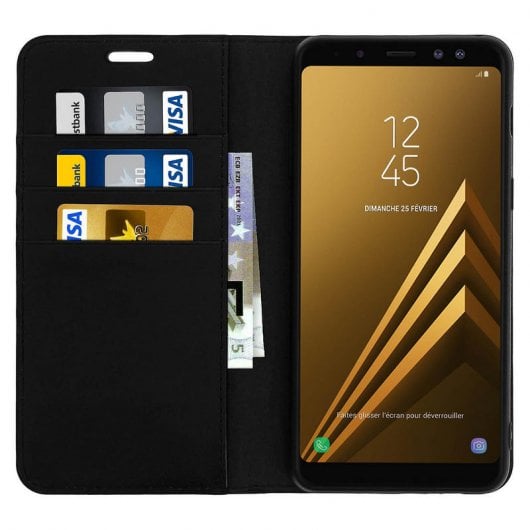 Avizar Funda de Cuero Negra para Samsung Galaxy A8