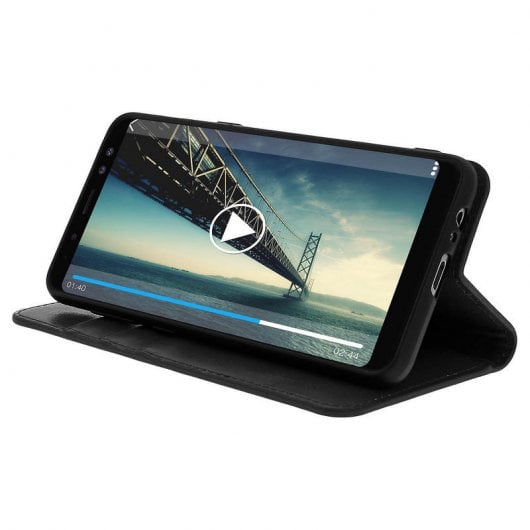 Avizar Funda de Cuero Negra para Samsung Galaxy A8