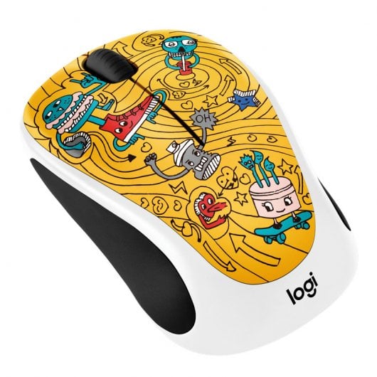 Logitech Doodle Collection M238 Ratón Inalámbrico Ambidiestro 1000DPI Amarillo